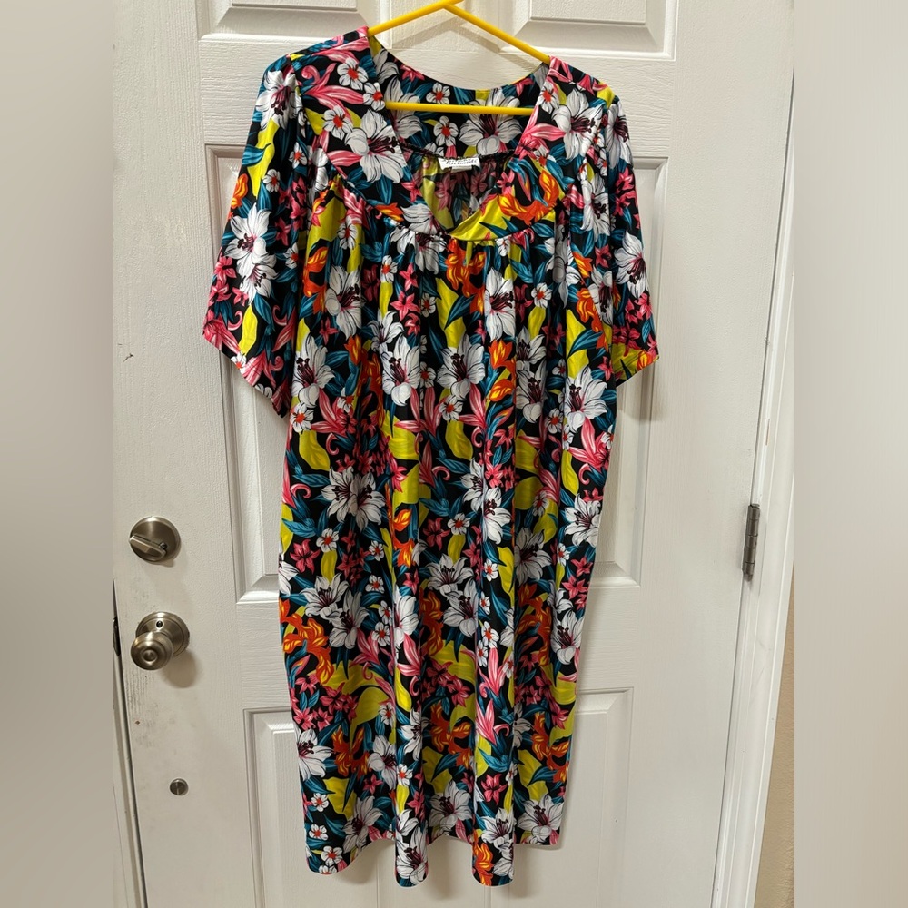 Anthony Richards Vintage Granny Core Dress Size L Floral Short Sleeve V Neck